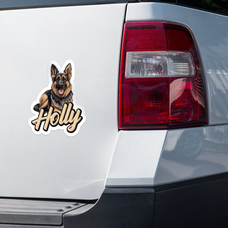 German Shepherd Dog Holly Name Vinyl Decal Waterproof Car Bumper Sticker