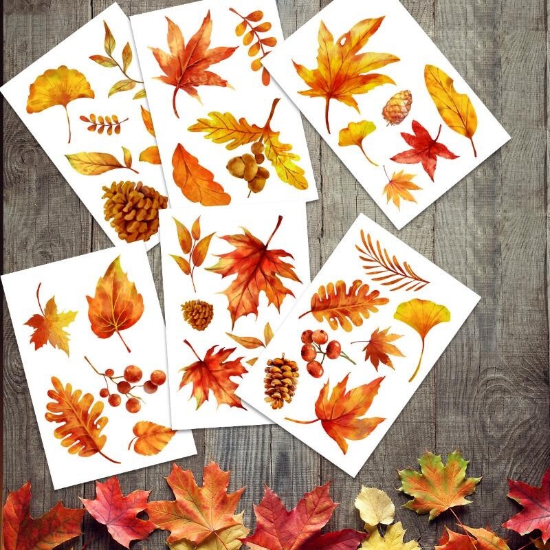 Wall Stickers Window Static Decal Home Furniture PVC Autumn Maple Leaf