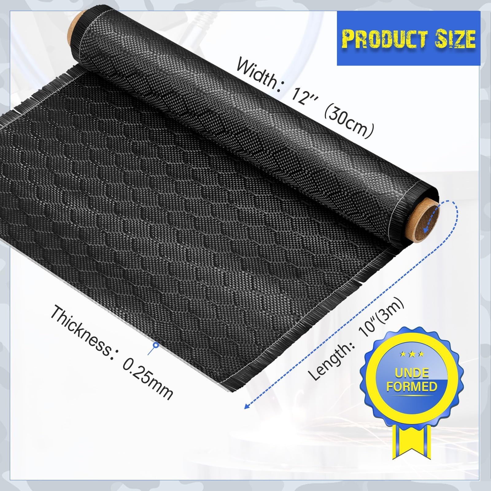 VitalCozy 10Ft x 12" Bee Hive Carbon Fiber Fabric Roll Sheet Carbon Fiber Clo…