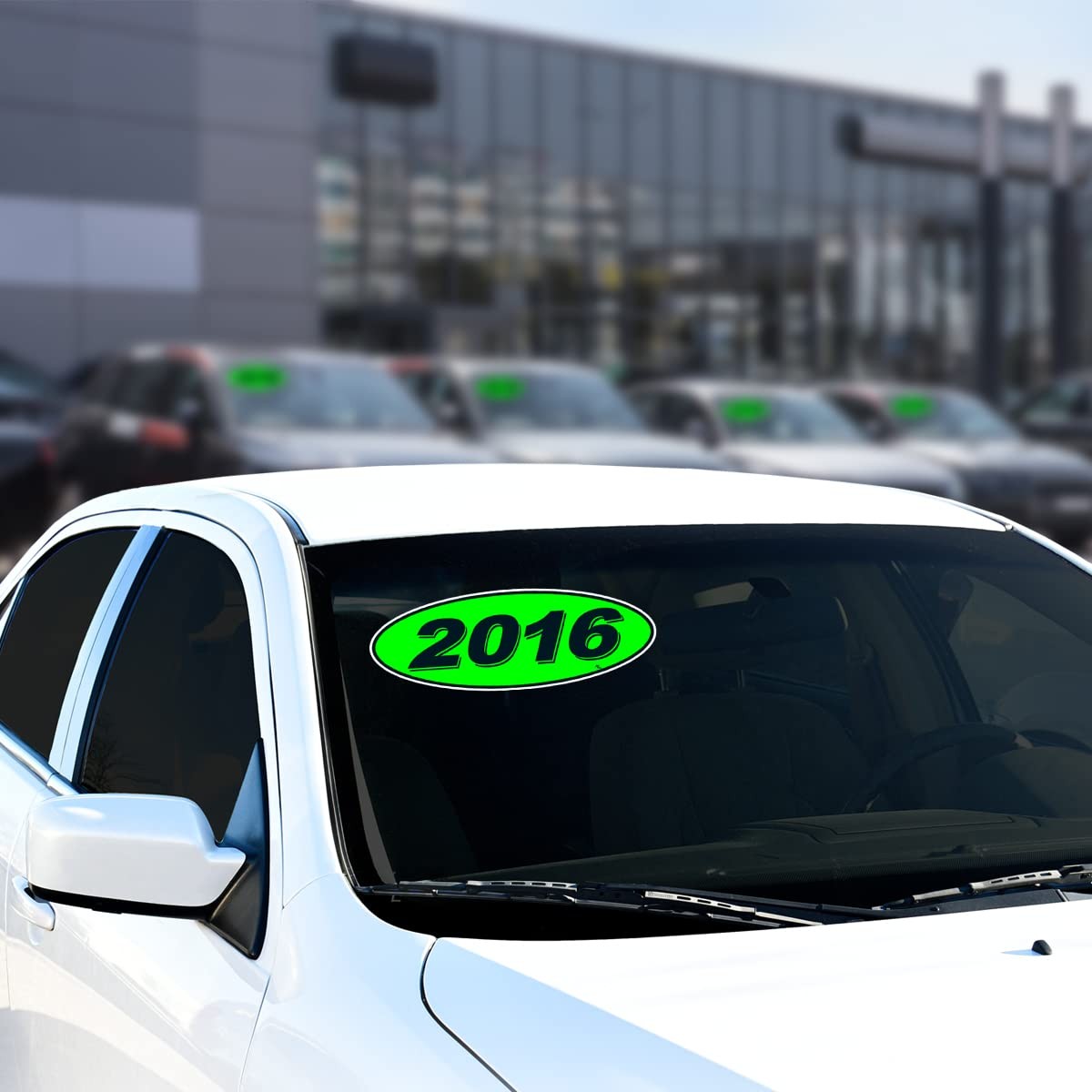 2016 Oval Model Year Stickers 5.5×14" Durable Vinyl – For Car Dealerships