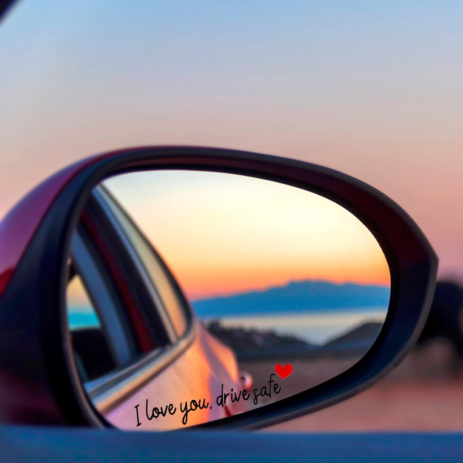 Share 3pcs I Love You Drive Safe Mirror Stickers, Cute Car Rear Black