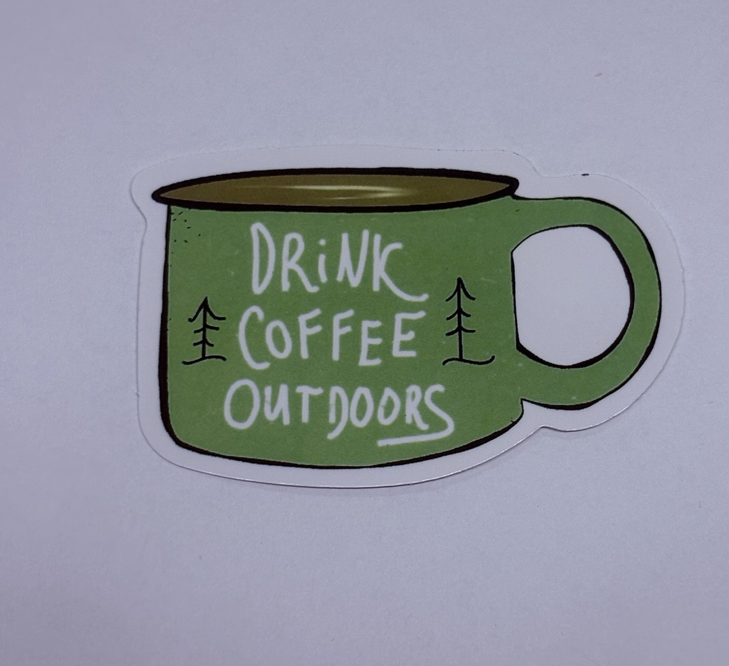 “Drink Coffee Outdoors” Sticker Camping Mug Travel Decal Vinyl Art Decor Tc9