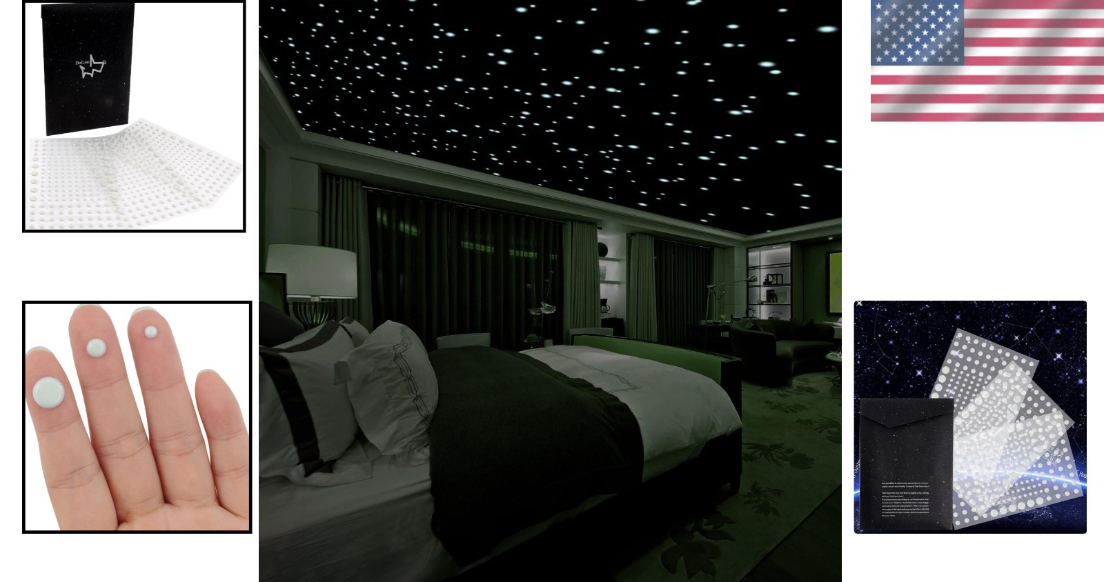 Realistic 3D Domed Glow Stars, 606 Dots, Starry Sky Decor