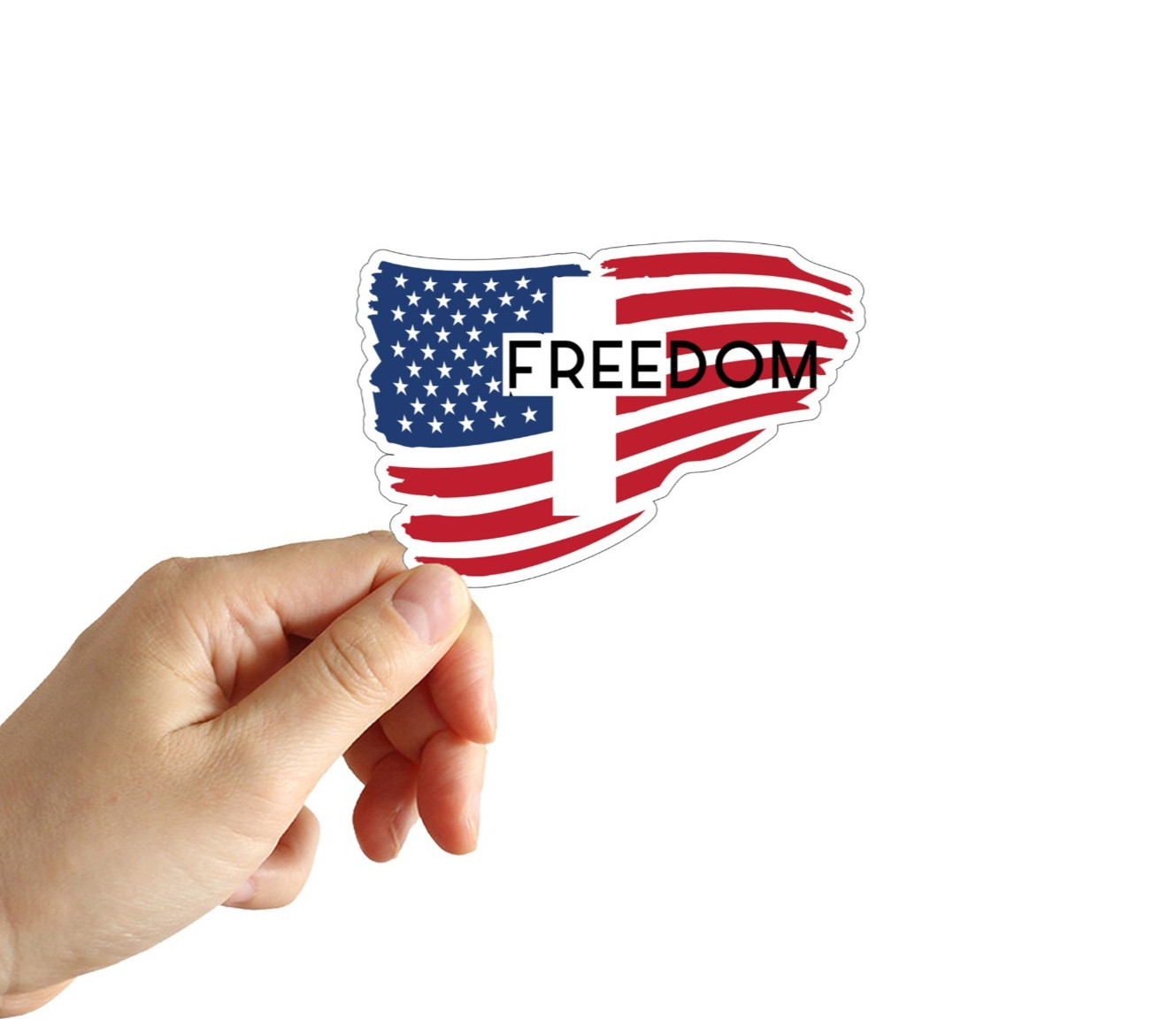 Charlie Kirk FREEDOM Flag Cross Sticker Patriotic Faith USA America MAGA