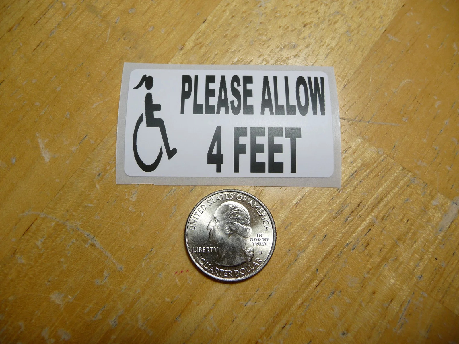 PLEASE ALLOW 4 FEET HANDICAPPED WOMAN STICKER DECAL 1 – 50 BULK PACK DOOR