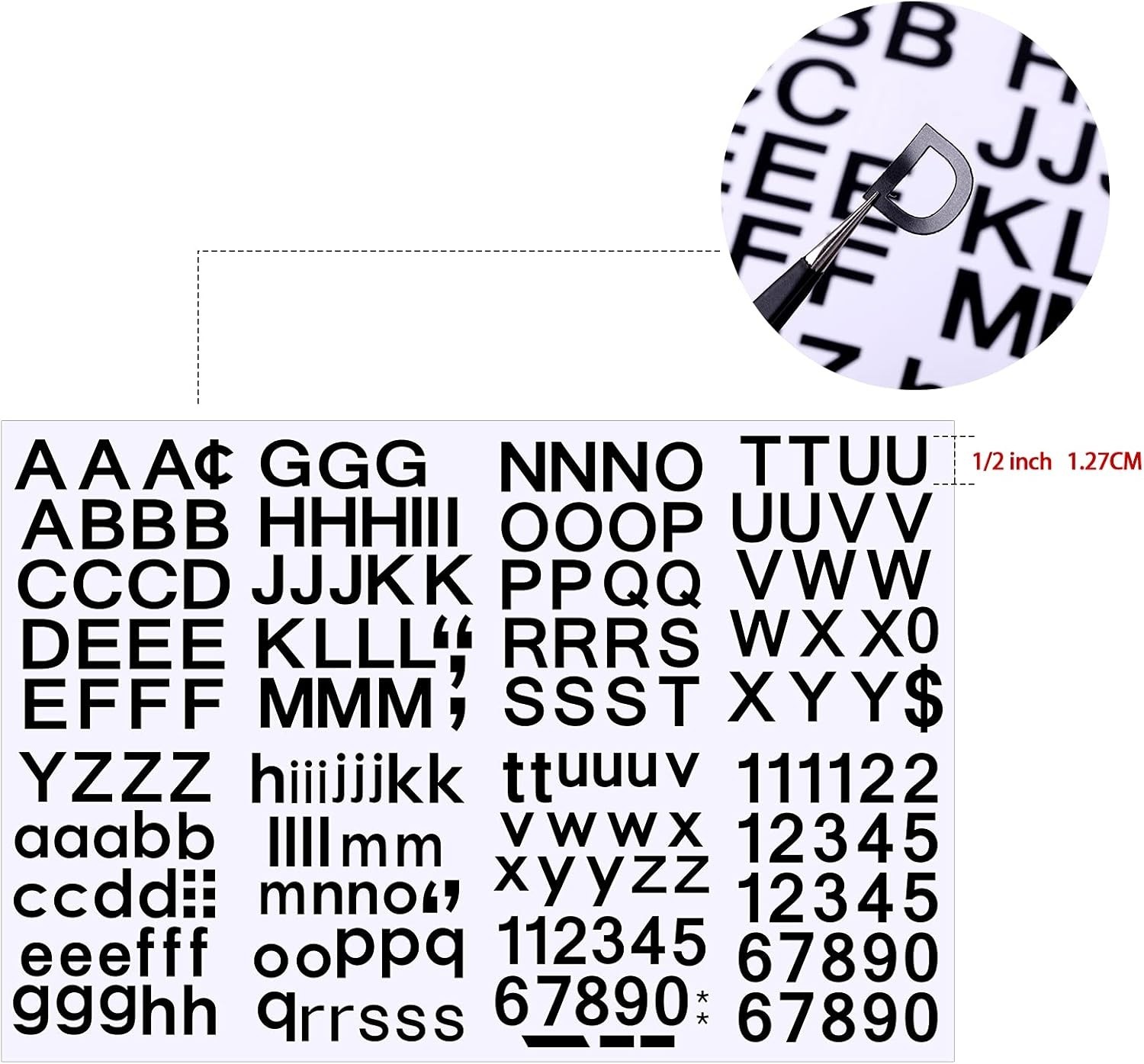 Durable 8-Sheet Black Vinyl Letter Stickers: UV and Weatherproof for Lasting Use