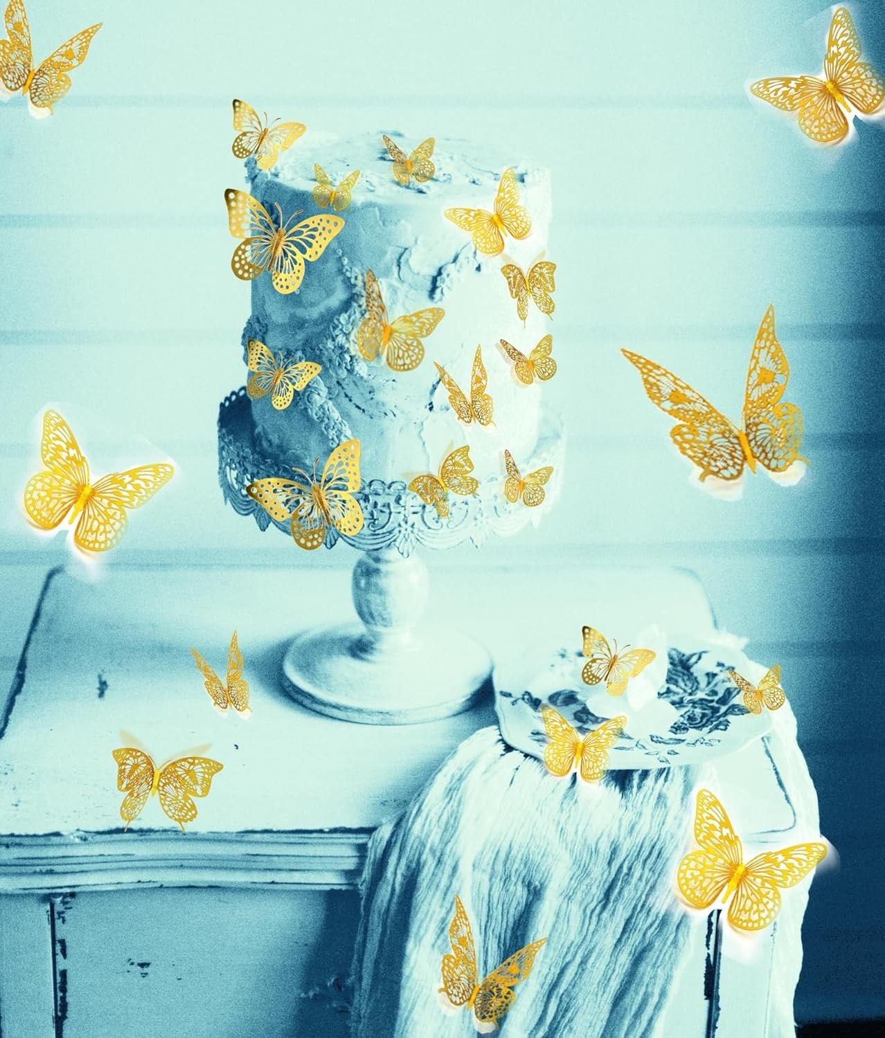 3D Butterfly Wall Decor Sticker -48 Pcs, 4 Styles, 3 Sizes Gold Butterflies D…