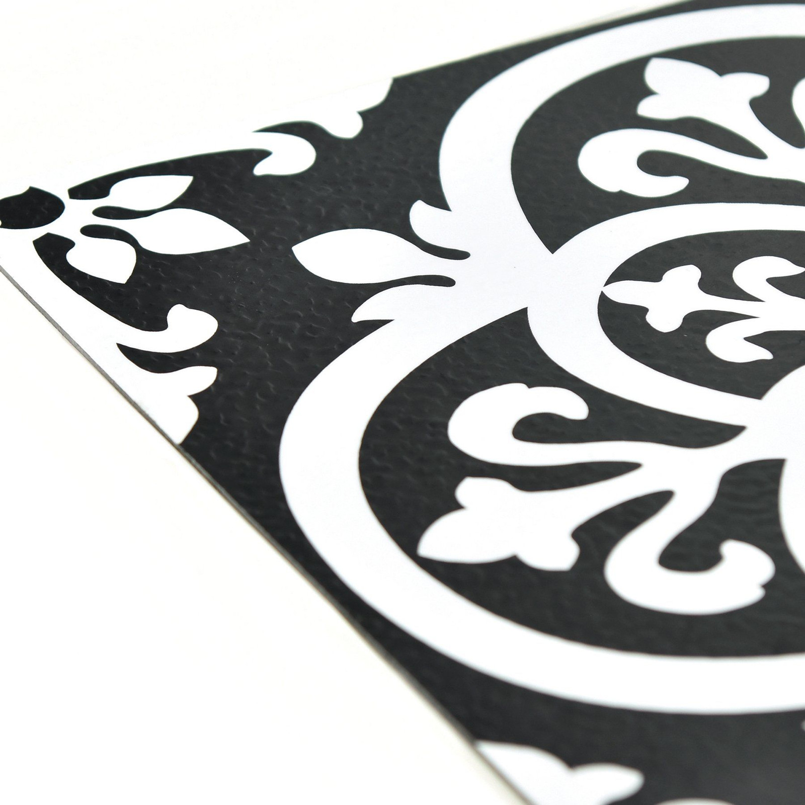 FloorPops Black Gothic Peel & Stick Floor Tiles, 12"L x 12"W x 0.06"T,