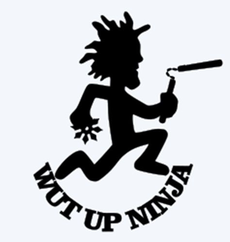 WUT UP NINJA JUGGALO ICP HATCHETMAN INSANE CLOWN POSSE TWIZTID ABK RARE STICKER