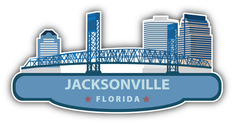 Jacksonville City Florida USA Label Car Bumper Sticker Decal
