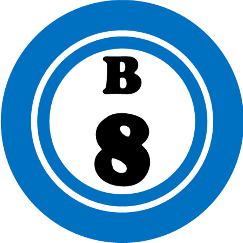 B 8 B8 Bingo Ball – 3 Inch Circle Sticker 3" x 3" – Hobby Number Board Lucky