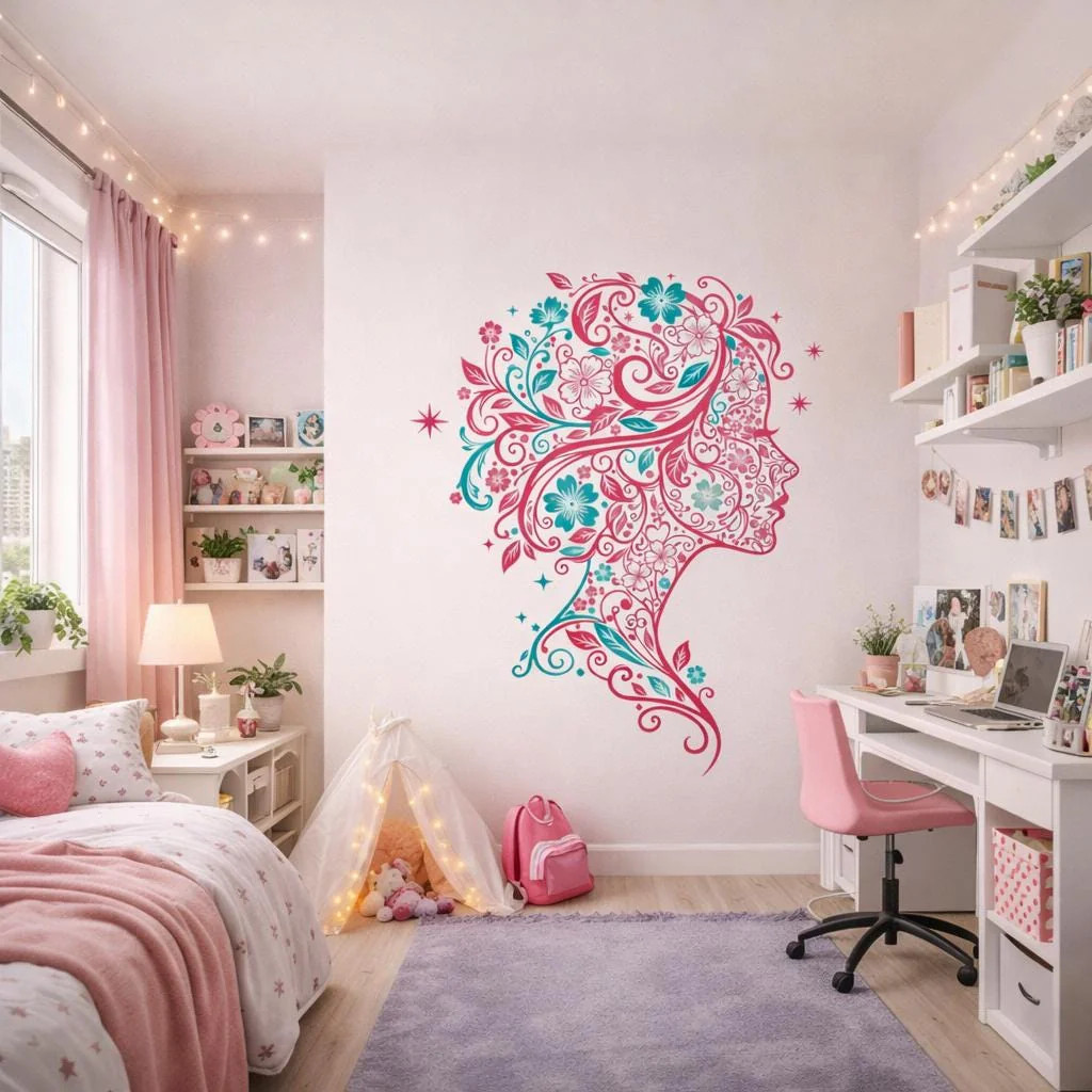 Sea Turtle Wall Decal | Tropical Floral Wall Sticker