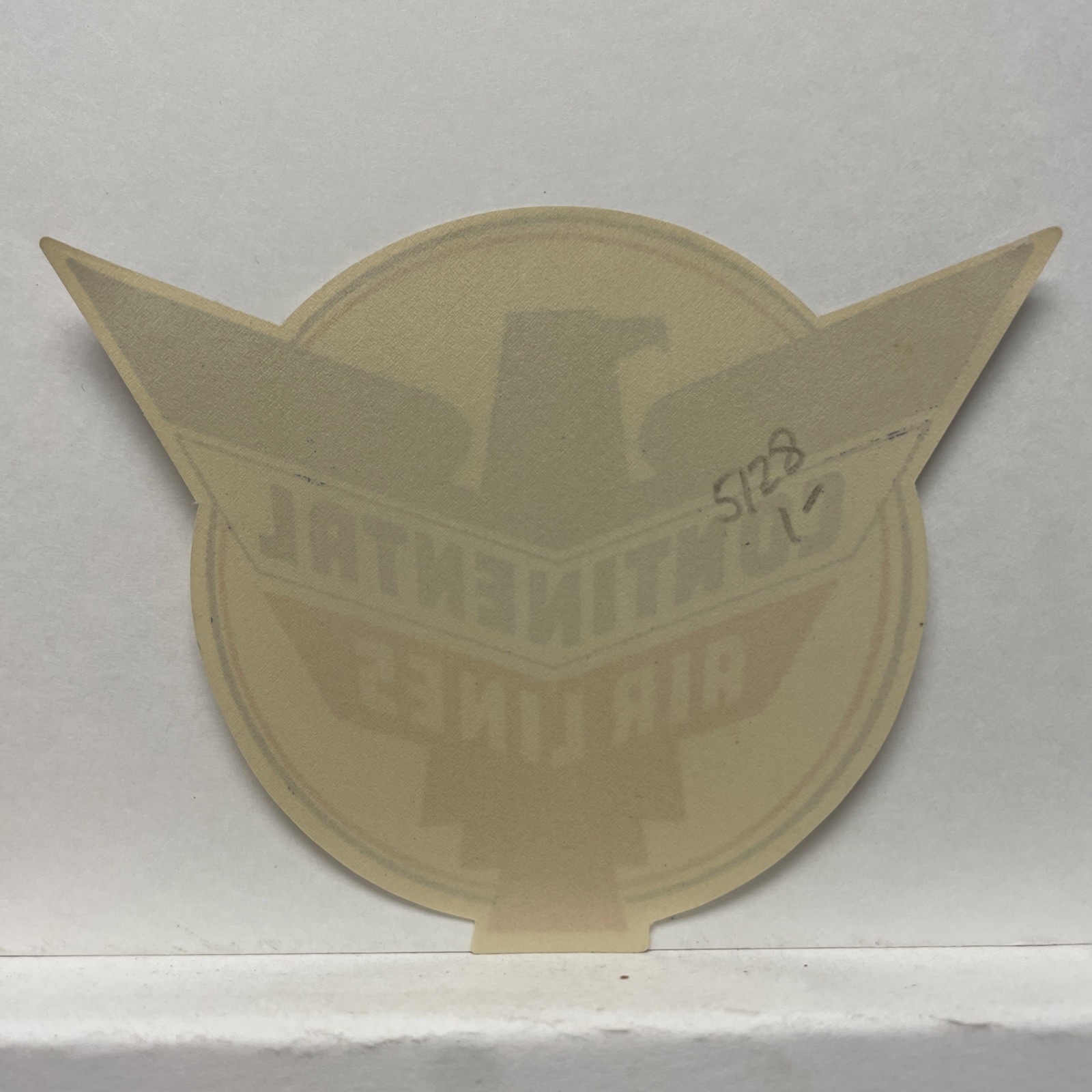 CONTINENTAL AIRLINES – DIE-CUT EAGLE LOGO – 1955 AIRLINE LUGGAGE LABEL