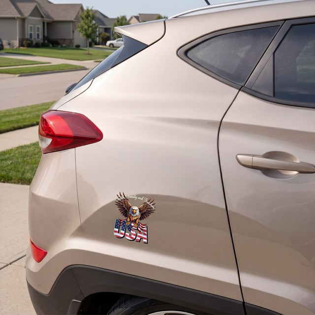 2 Pack USA Eagle Decal Sticker Faith Family Freedom Patriotic Car Truck Vinyl