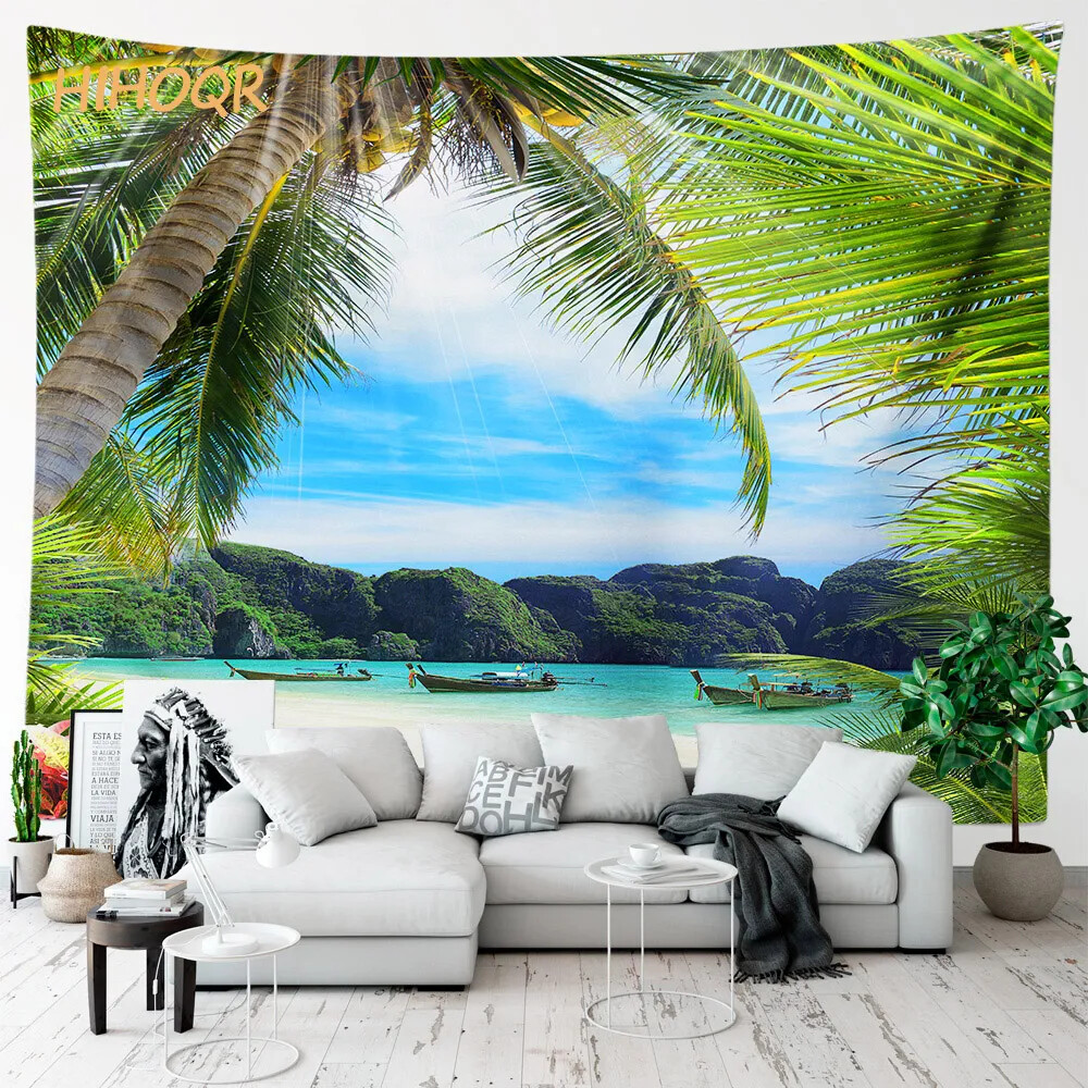 Palm Tree Large Cloth Wall Tapestry Aesthetic Room Decor Hippie Boho Landscape