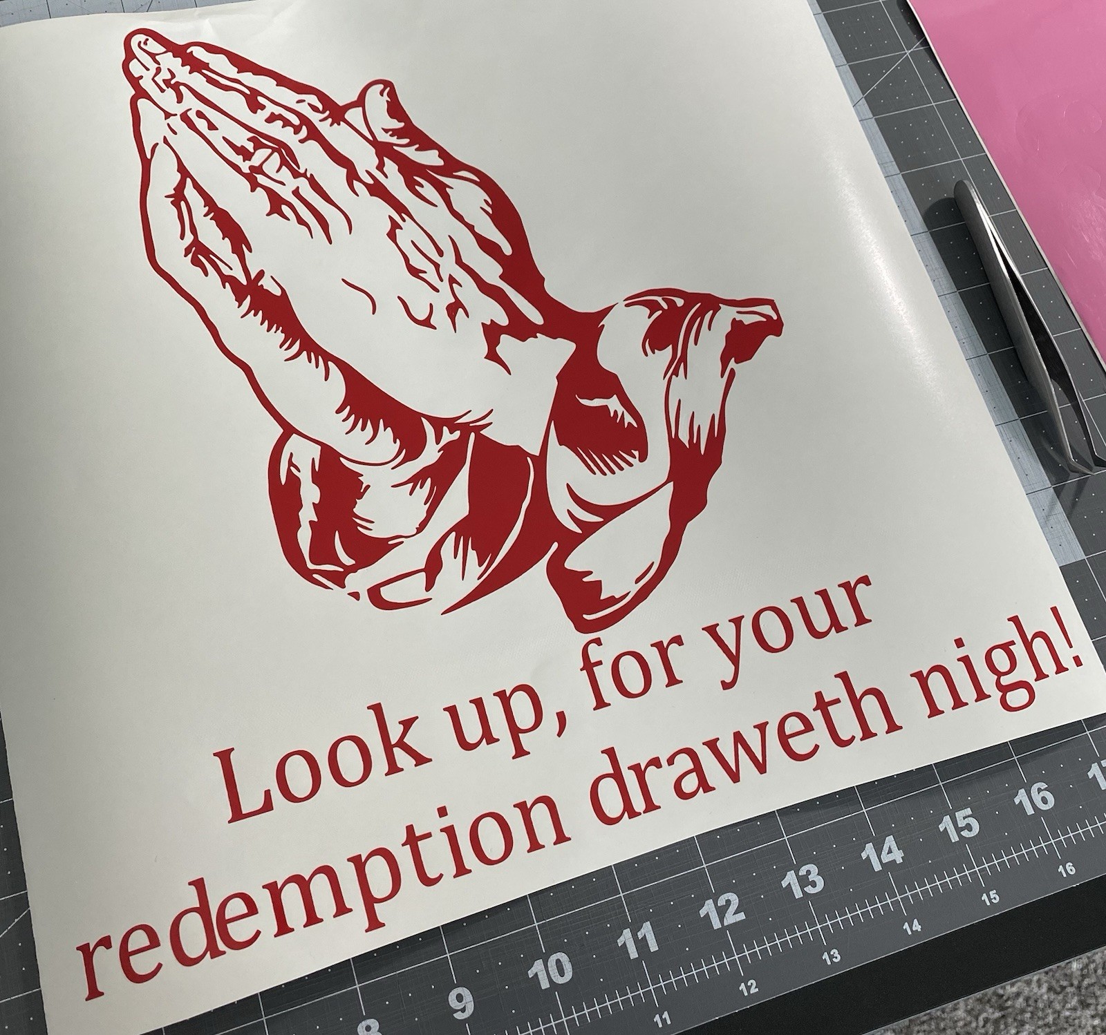 Vinyl Decal for Window – Praying Hands, Various Sizes & Colors