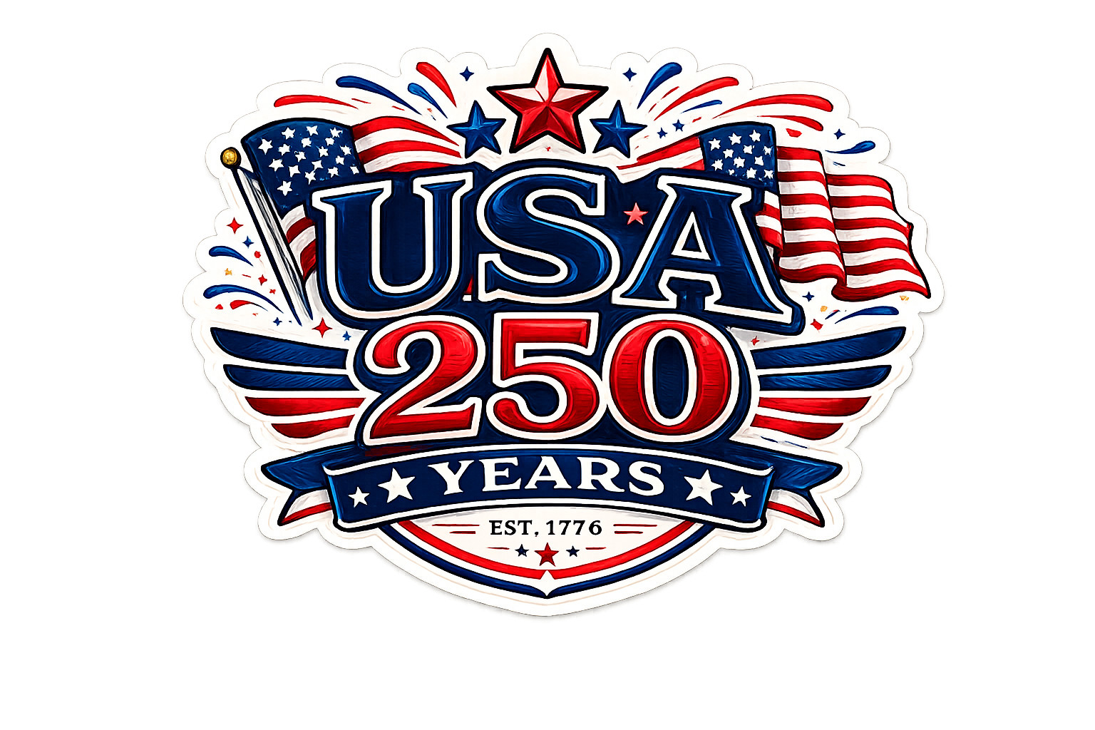3 Pack – USA 250 Years Patriotic Vinyl Sticker – America Anniversary Decal