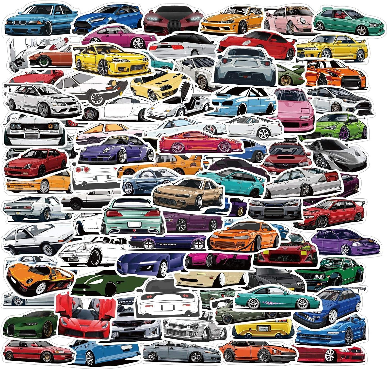 100 Pack Racing Car Stickers – Waterproof Stickers for Kids, Adults – Laptop, Gu