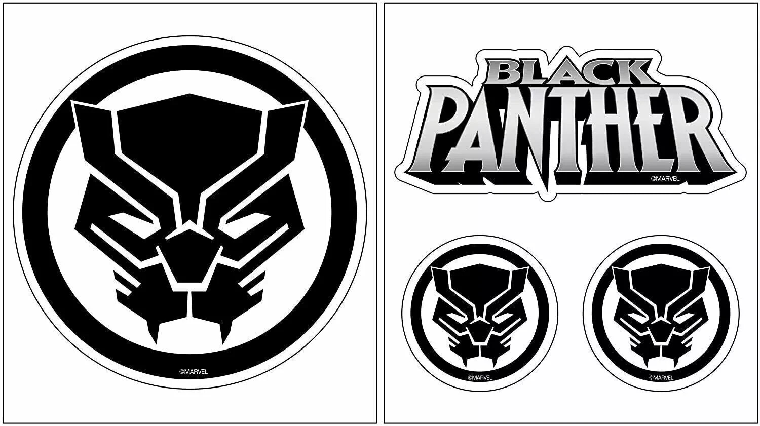 Chroma Marvel Black Panther Self-Adhesive Decal Sticker Kit 4-Pc Craft Gift NIP