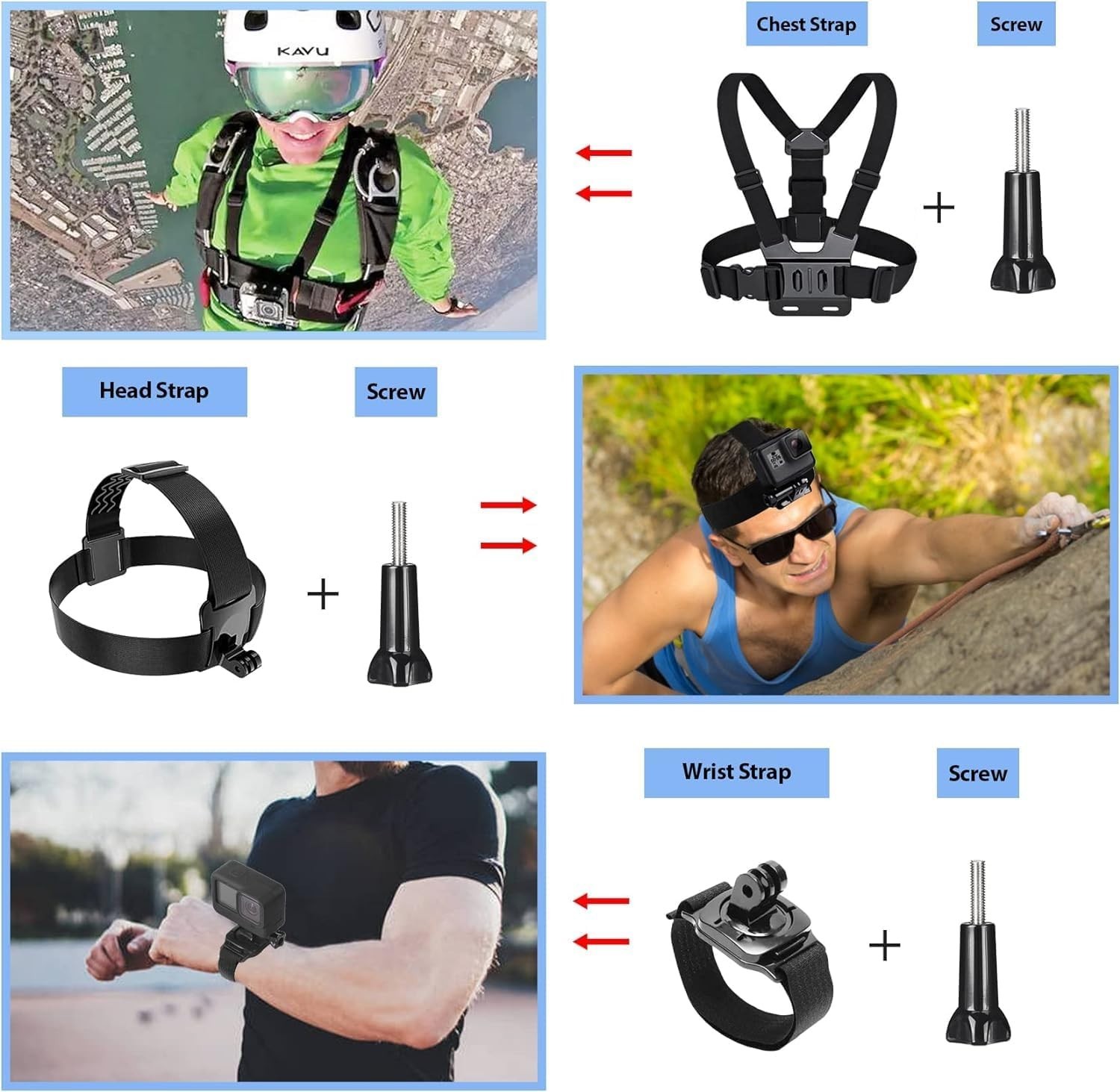 HONGDAK Action Camera Accessories Kit for Gopro Hero 12 11 10 9 Black, Waterproo