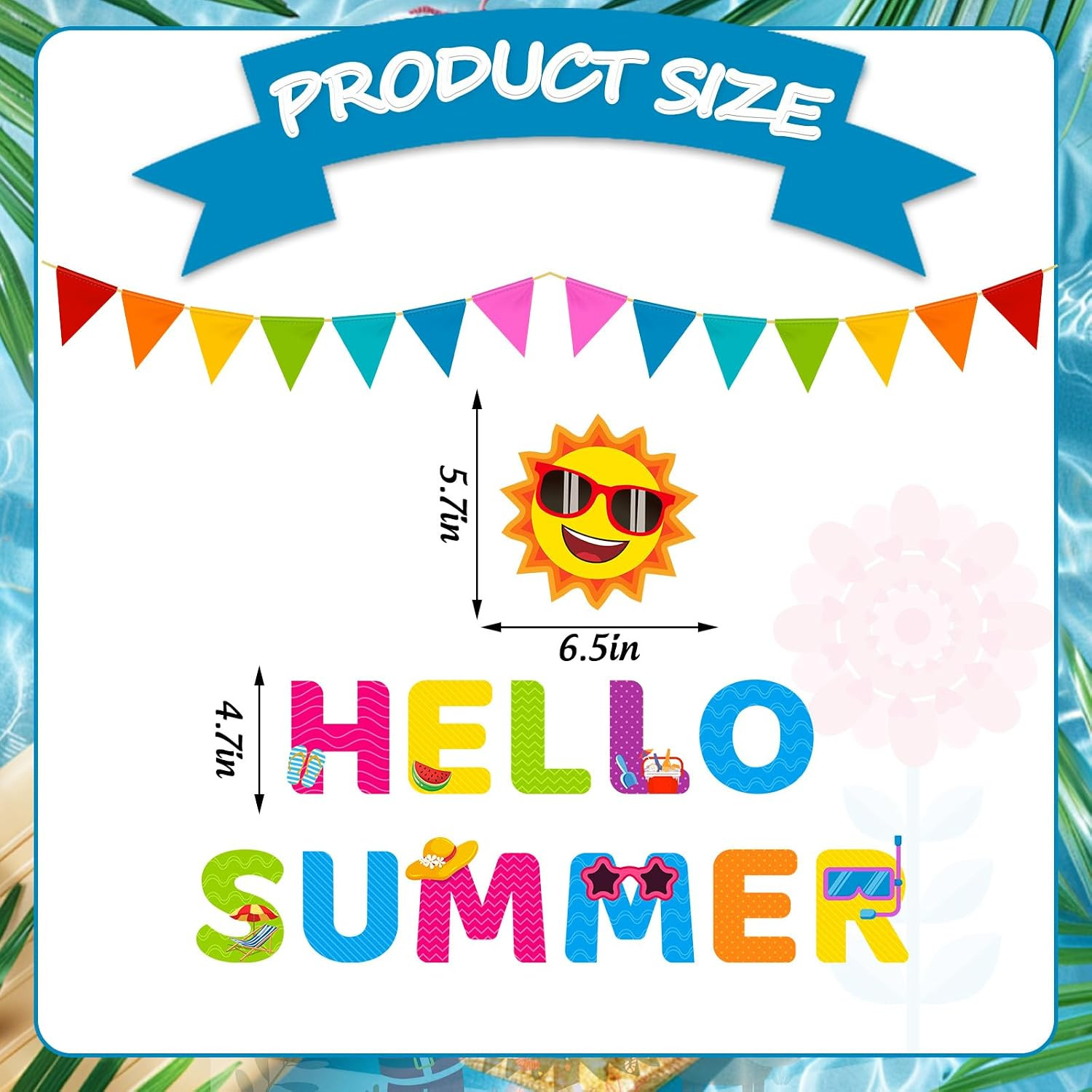 25Pcs Hello Summer Garage Decoration Magnet Stickers Watermelon Palm Tree Magnet