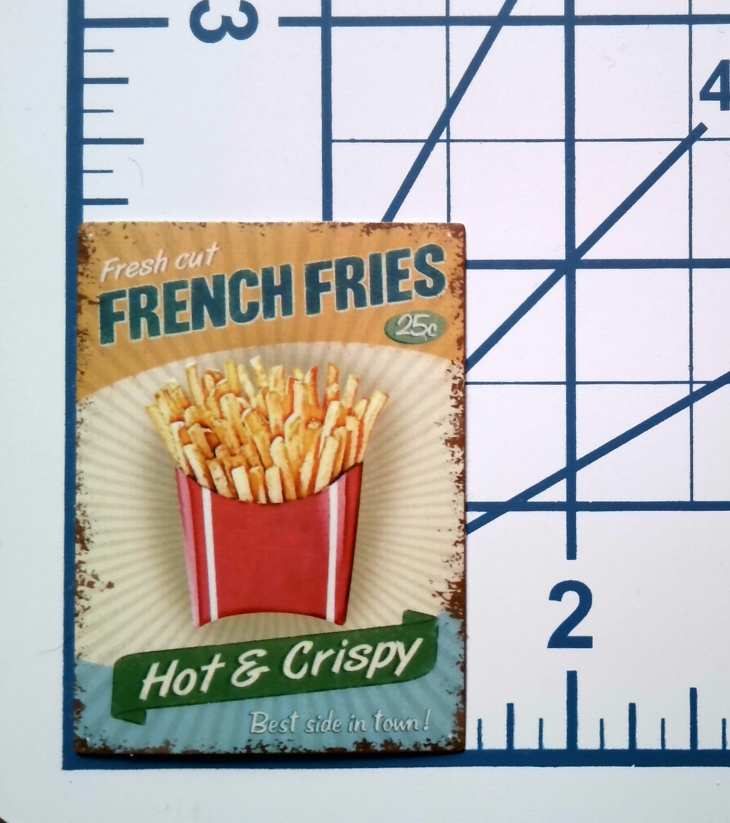 Fresh Cut French Fries 25 Cents Hot Crispy Vintage Ad Sticker Diner Food