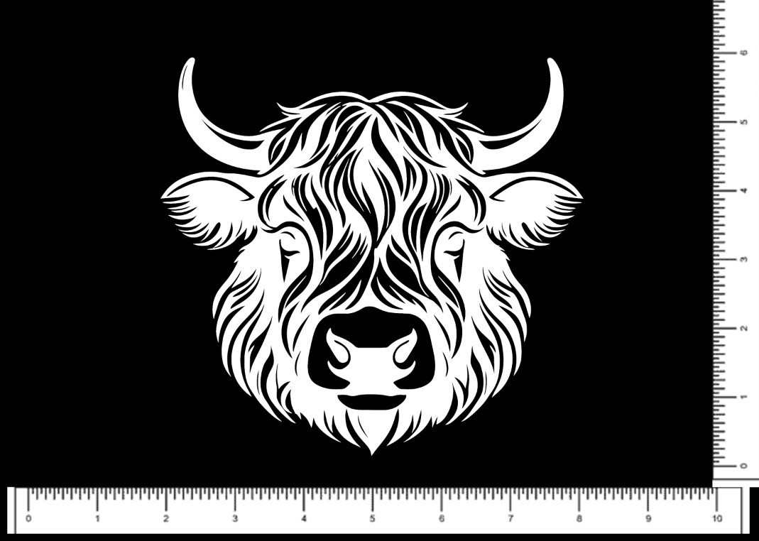 Highland Cow Vinyl Die Cut Decal, Waterproof, Durable Outdoor, Cute 5.9" x 5.6"