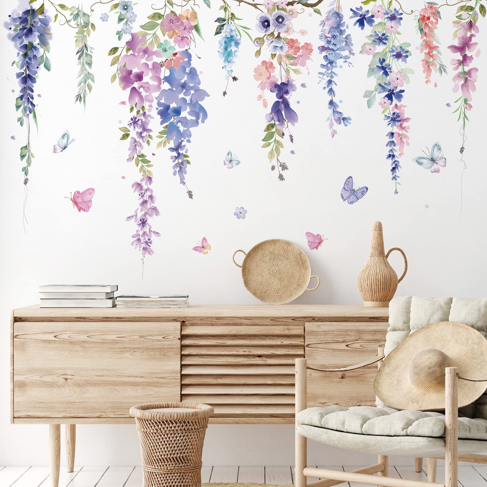Zonon 6 Pcs Flowers Wall Decals Stickers Vinyl As Shown in the Picture