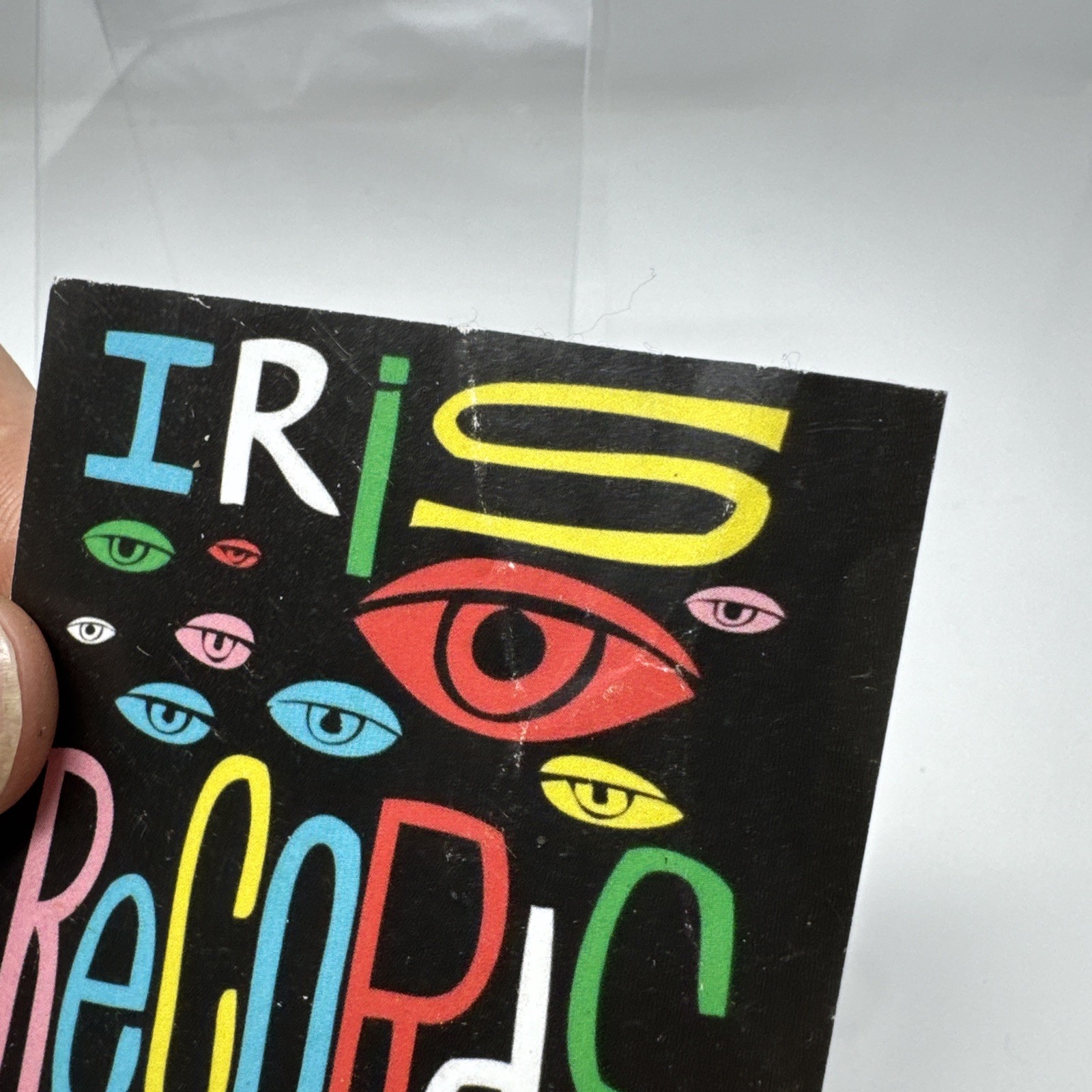 iris records sticker eyes logo black Multicolored 3’x3’ record Label