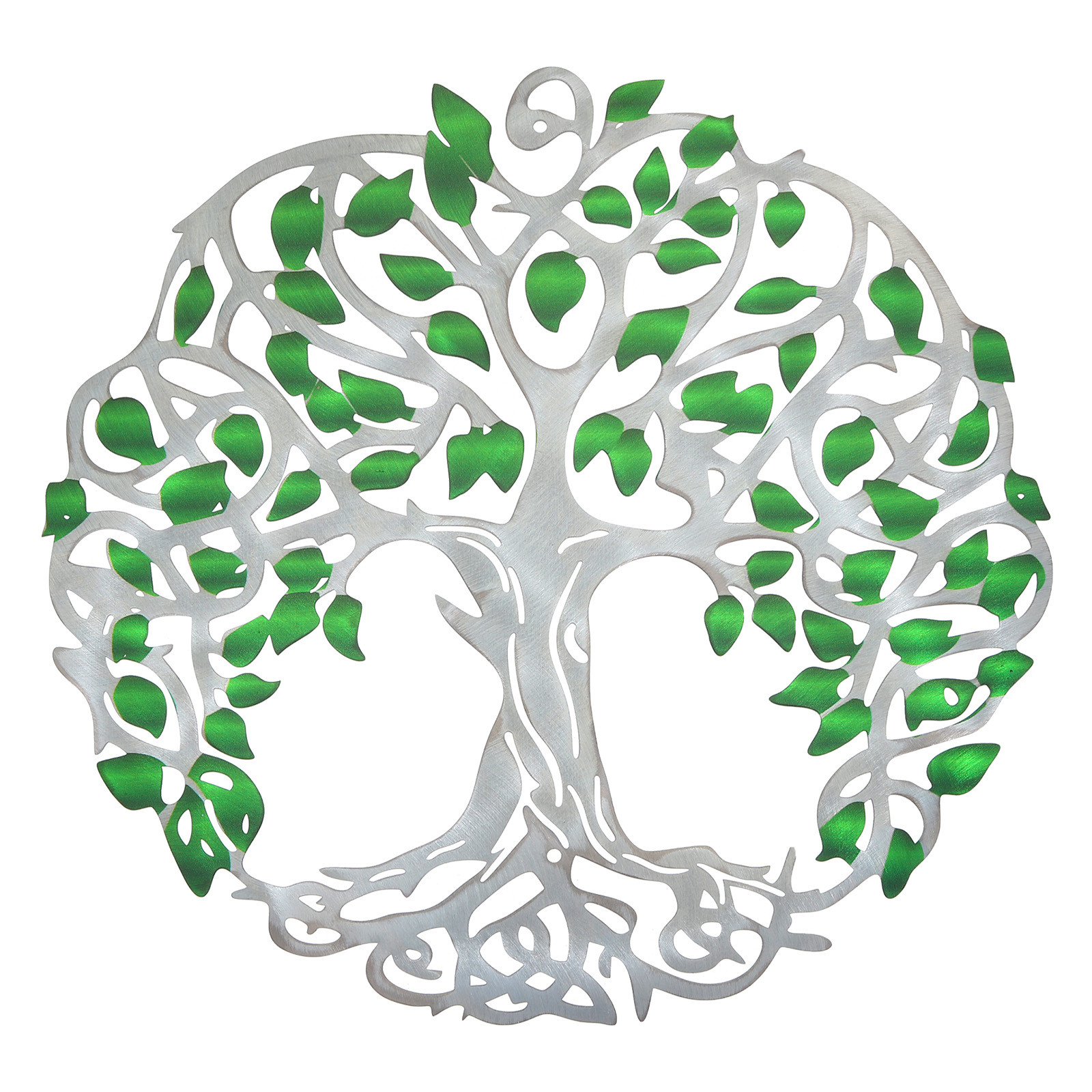Metal Tree Wall Decor Tree of Life Wall Sculpture Decoration Green Silver