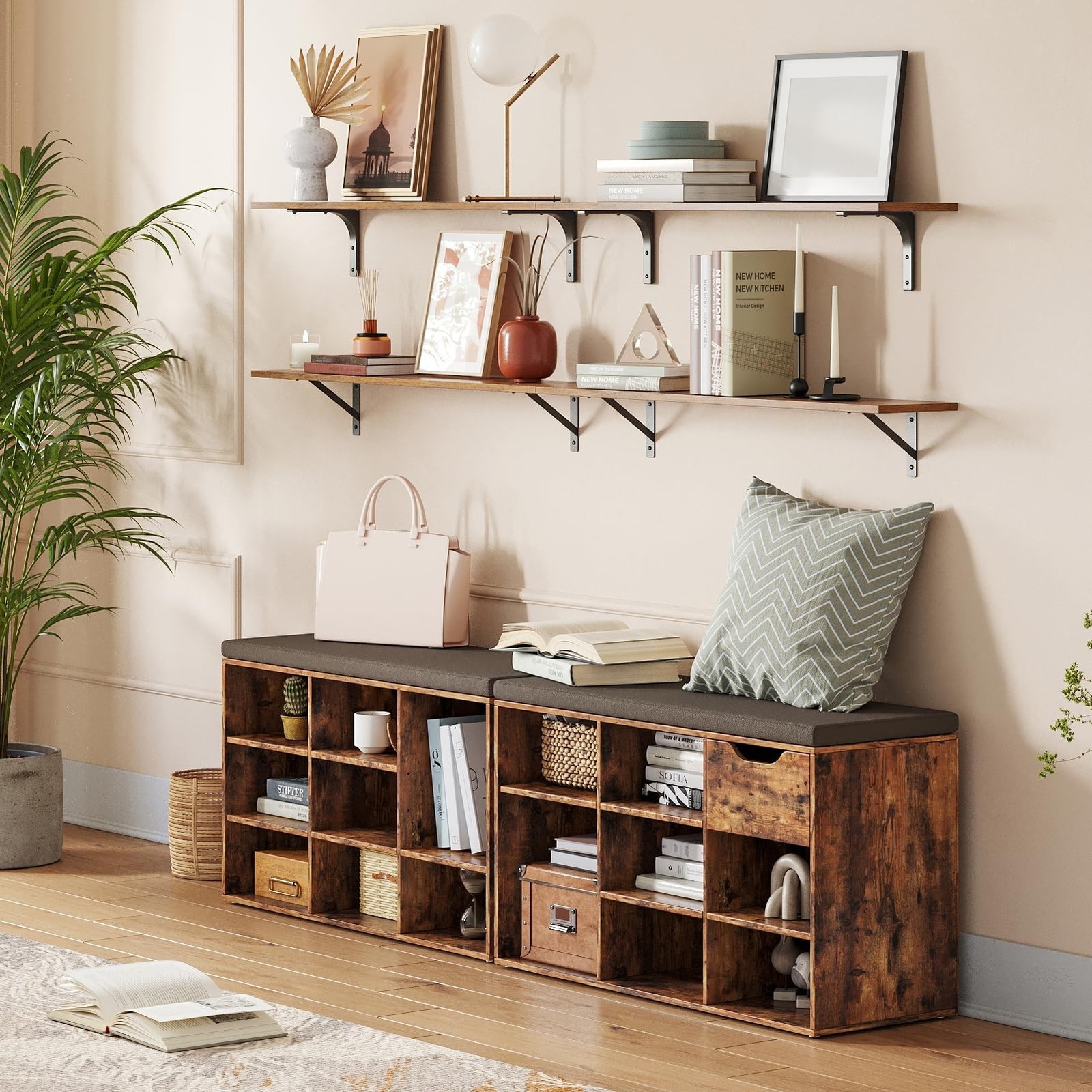 DINZI LVJ Long Wall Shelves, 31.5 Inch Wall Mounted Shelves Set of 2, Easy-to…