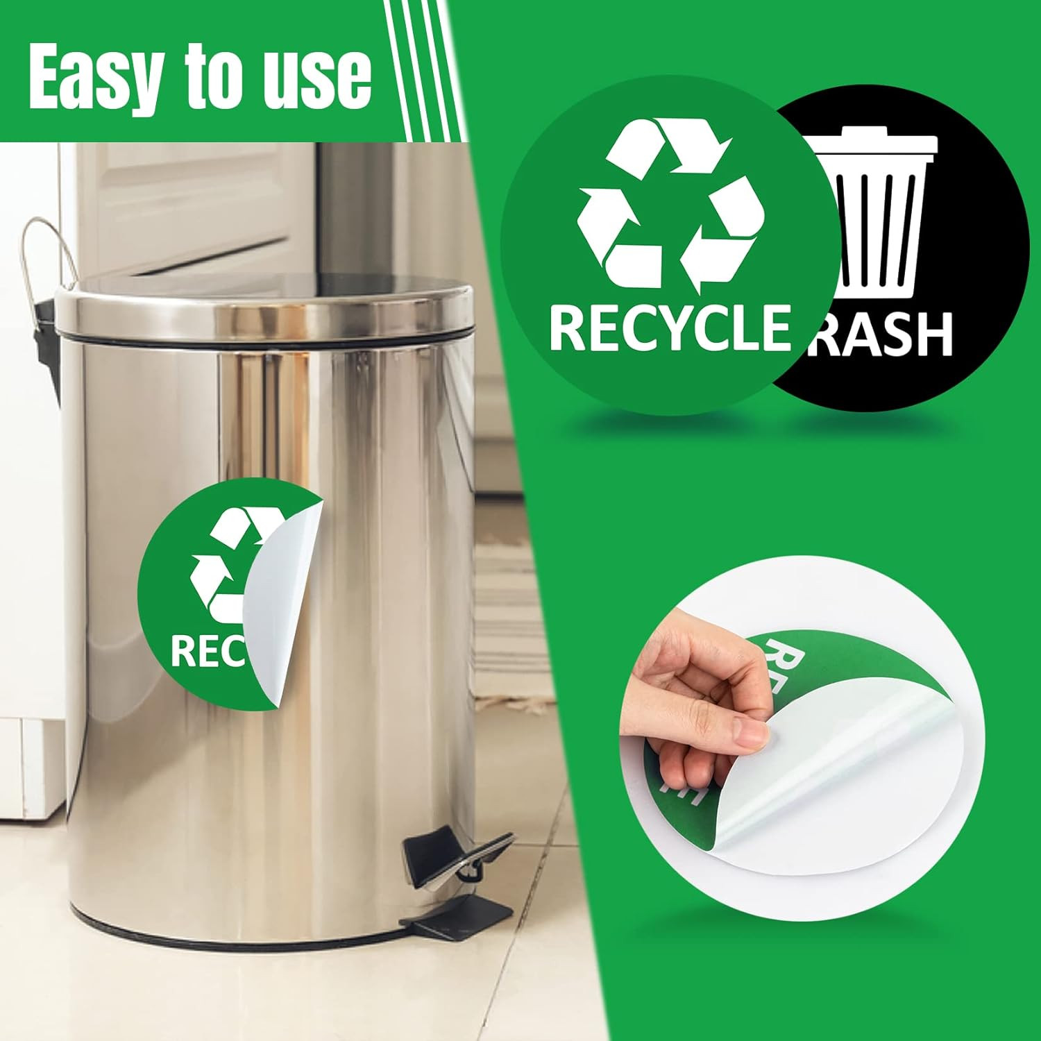 3 Pcs Trash and Recycling Stickers for Home, Office, and Commercial Use