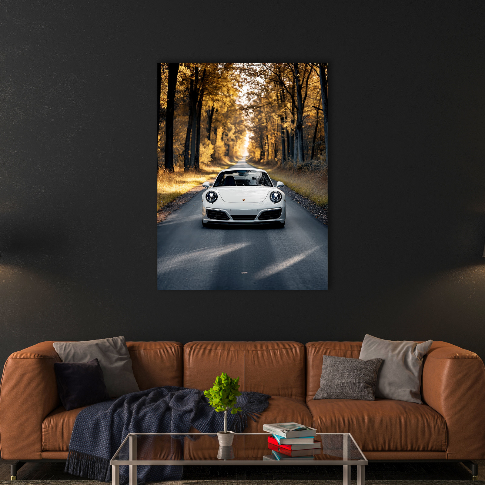 Porsche 911 Targa Canvas Wall Art, White Porsche Poster Print, Classic Car Print