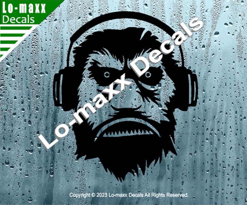 Bigfoot With Headphones Custom Graphic Design Original Die Cut Vinyl Decal