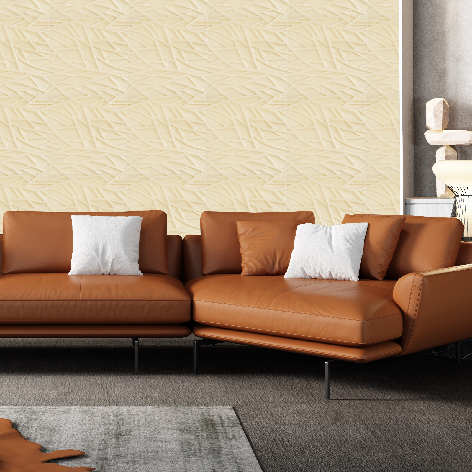Decor Wall Panles for Living Room Bedroom Beige 3D Wall Panels for Interior Wall