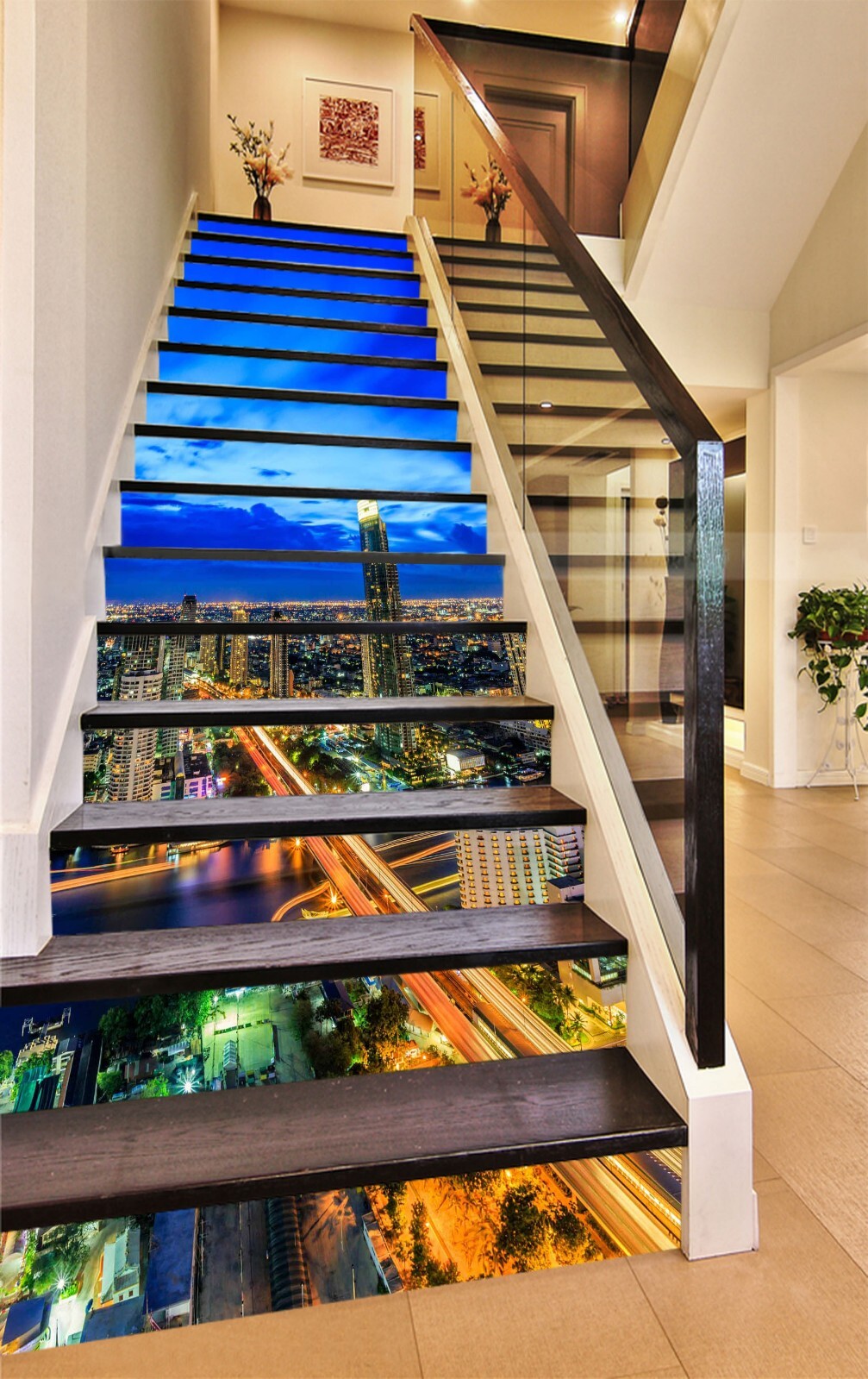 3D Night City AZ917 Stair Risers Decoration Mural Vinyl Wallpaper Kay