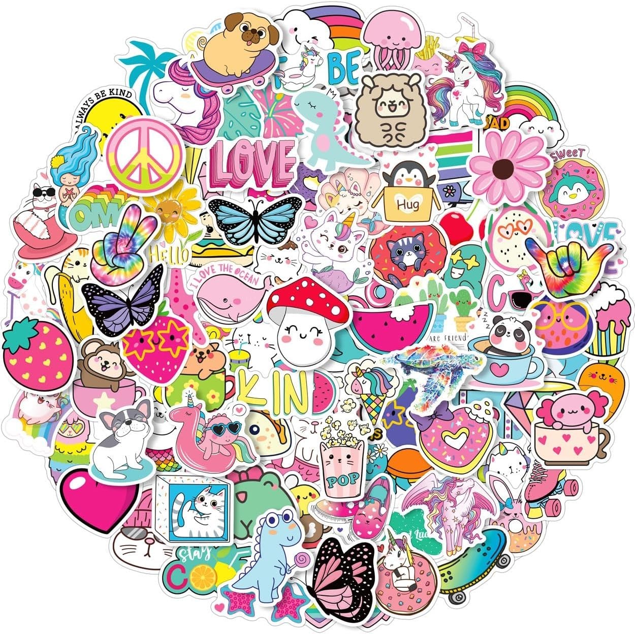 Art Deco 100 PCS Cute Animal Stickers for Kids – Perfect for Bottles & Laptops