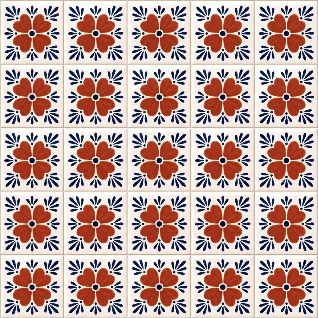 Peel and Stick Tile Stickers Terracotta Blue Mexican Talavera Kitchen Backsplash