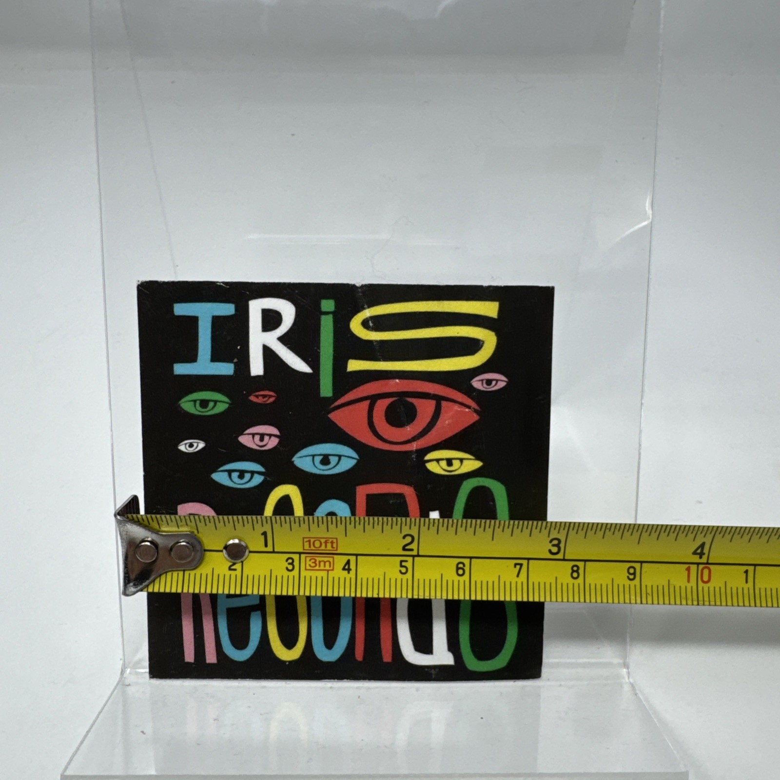 iris records sticker eyes logo black Multicolored 3’x3’ record Label