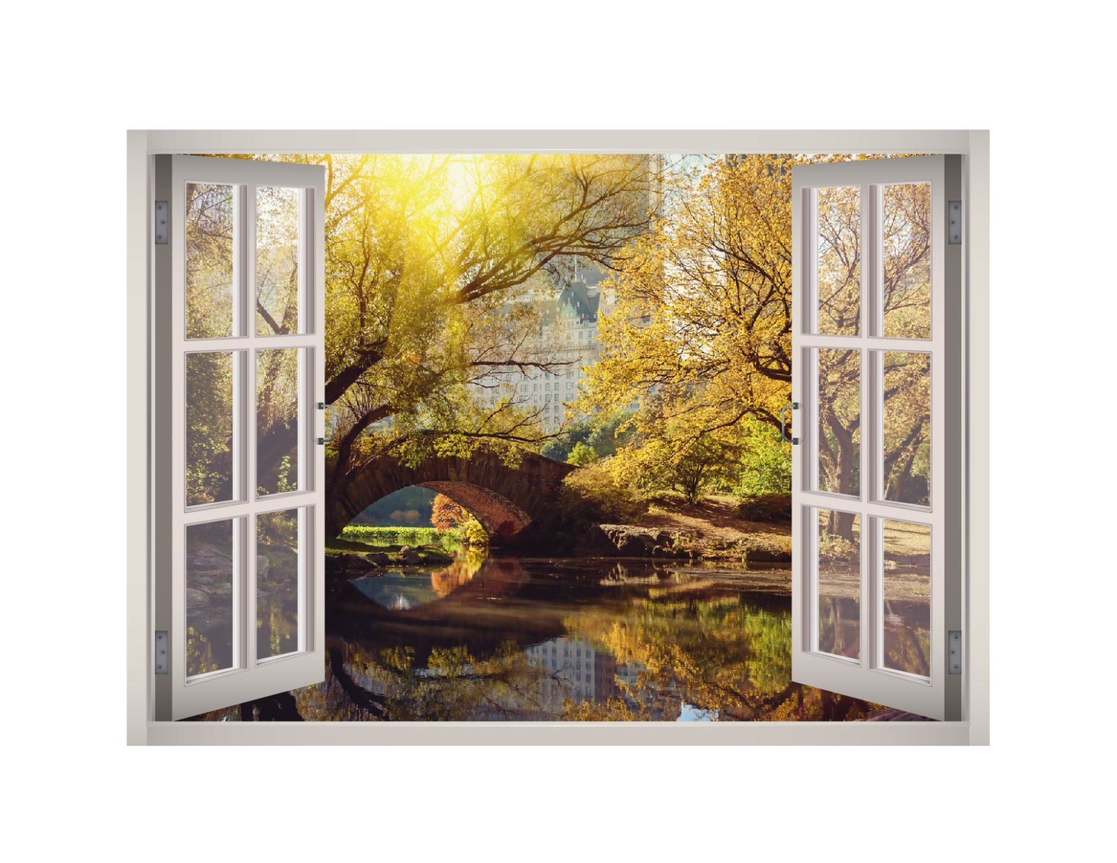Central Park New York Window 3D Wall Decal Art Mural Home Decor Canvas Vinyl W45