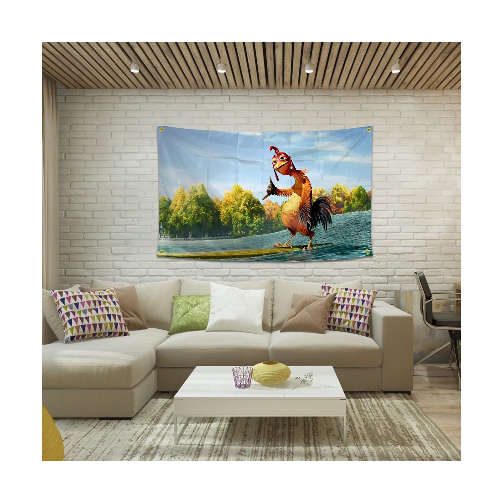 Chicken Flag Funny Poster Durable Man Cave Wall Flag with 4 Brass Grommets 3x…