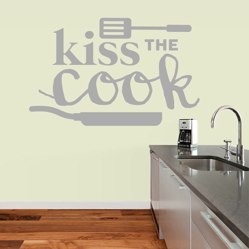 Kiss The Cook Wall Decal – Kitchen, Cooking, Baking, Food, Wall Art, Sticker