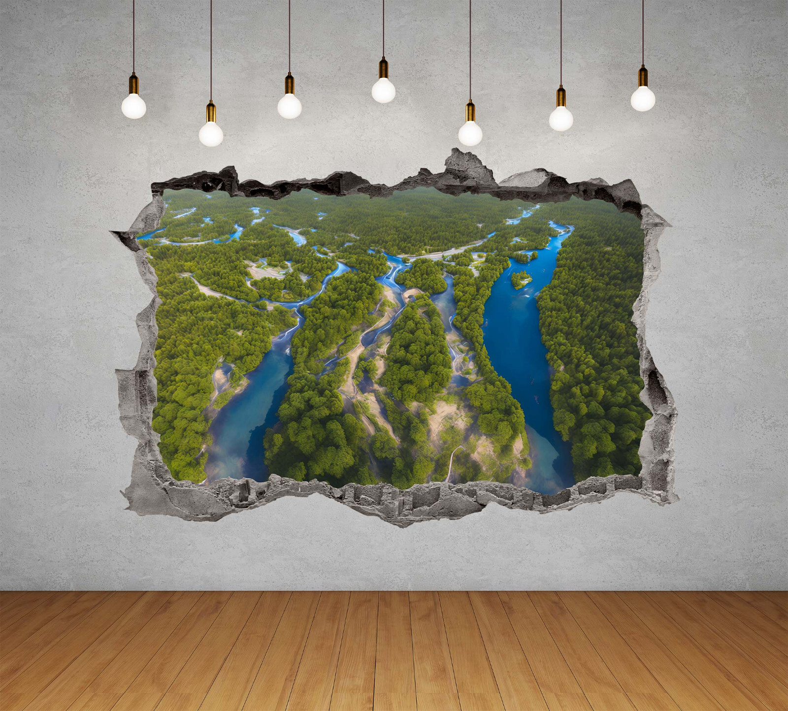 Forest River Wall Decal 3D AI Graphic Print Art Sticker Mural Decor Vinyl KW170