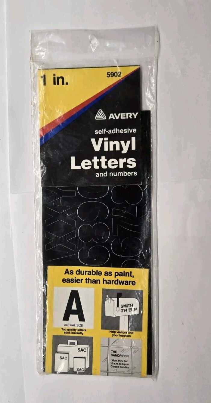 Avery 1" Black Self Adhesive Vinyl Letters and Numbers, 109 Characters