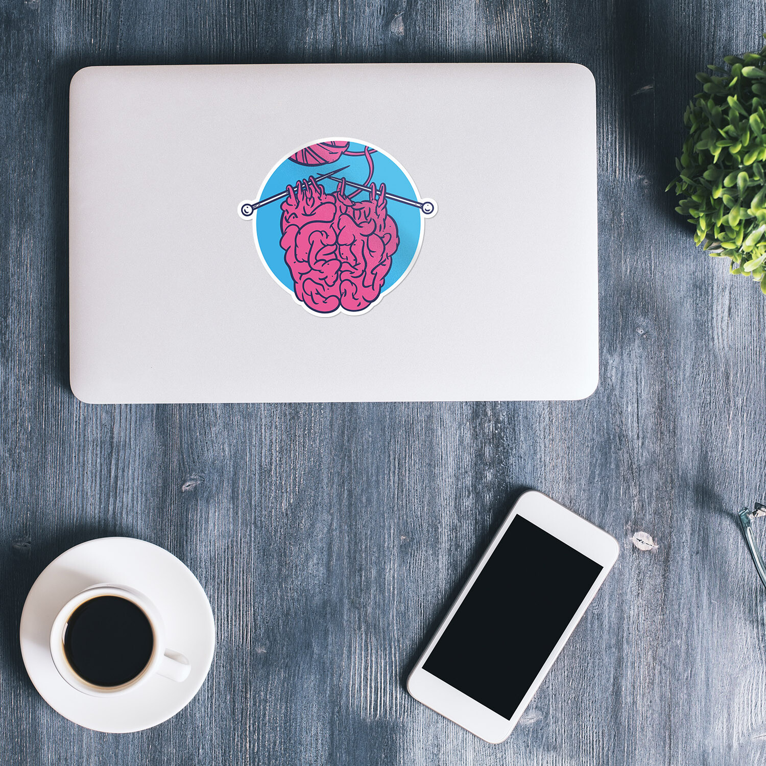 Knitting A Brain Car Bumper Vinyl Sticker Decal