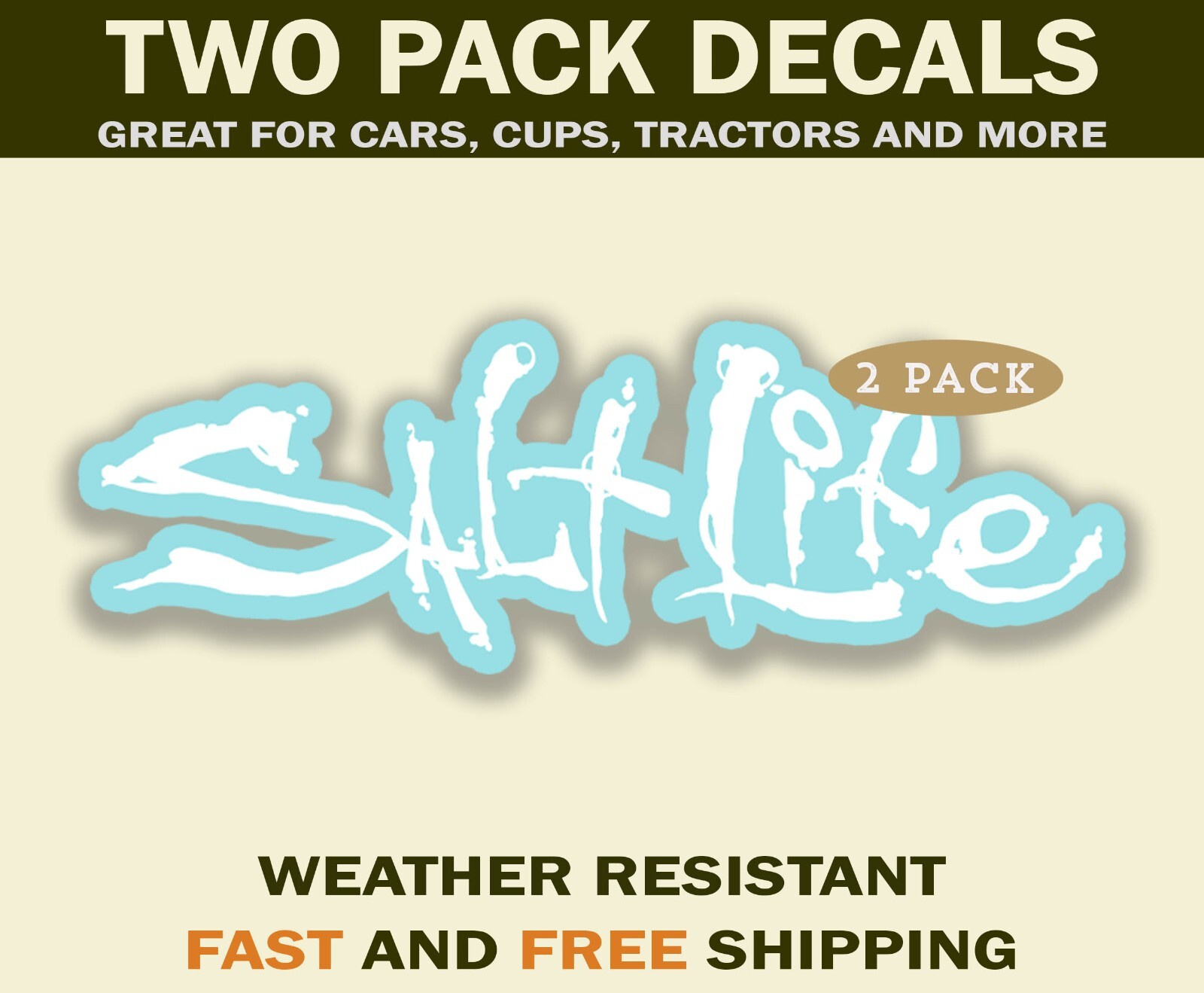 Salt Life Signature Decal Sticker Weather Resistant Salt Life Sticker 2 Pack