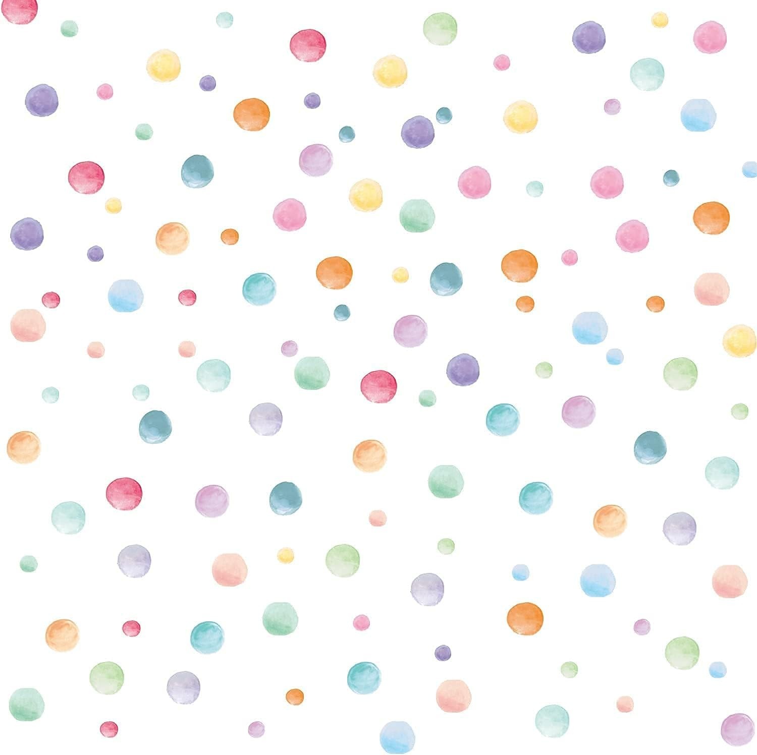 123 Pcs Pastel Polka Dots Wall Stickers, Colorful Round Wall Decal, Peel and …