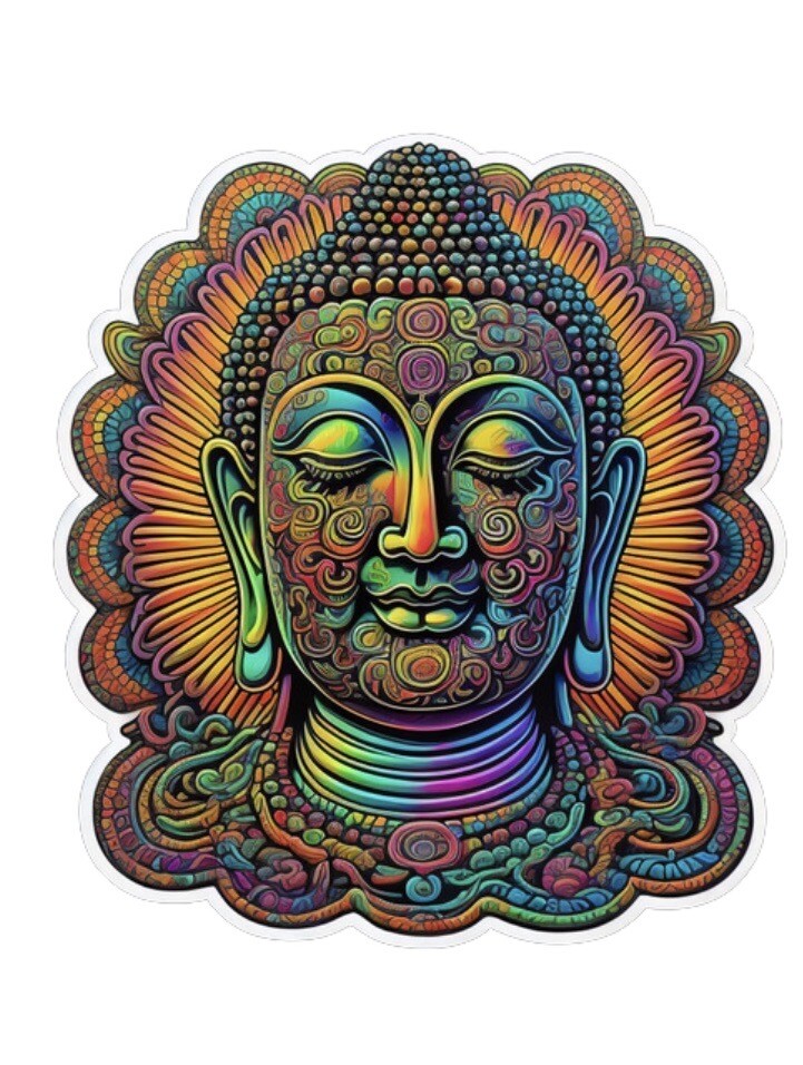 Psychedelic Buddha High Quality Die Cut Sticker Sacred Geometry Flower Of Life