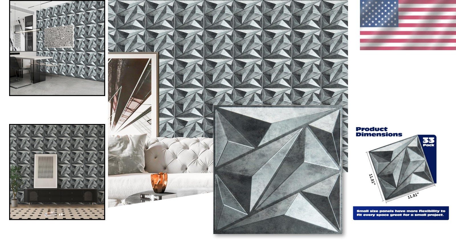 PVC 3D Textured Wall Panels – 33 Pack, Cover 32 Sq.Ft. Patina Bronze