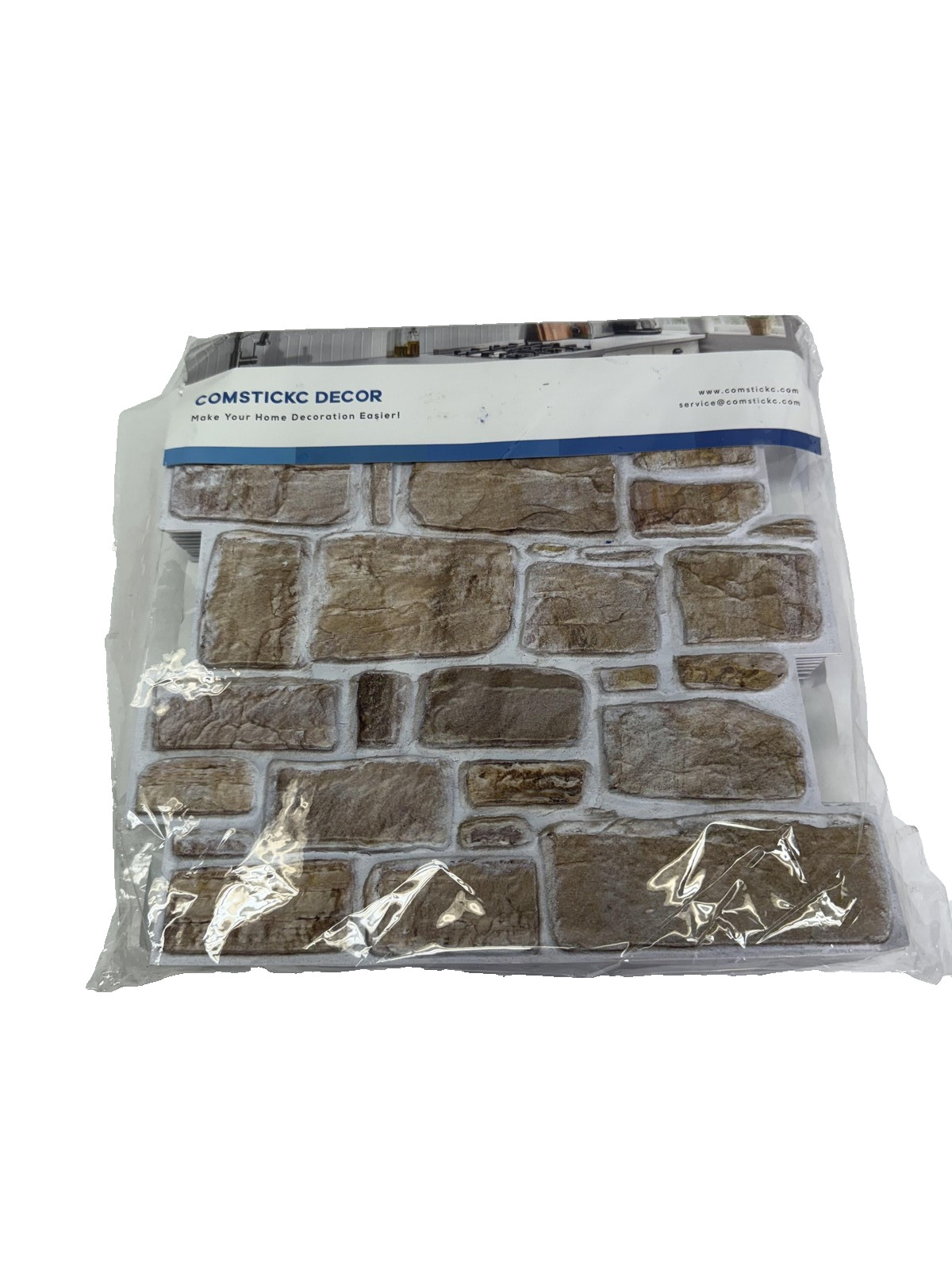 Comstickc 3D Stone Brick Wall Panels Peel Stick Wallpaper Foam Panels 6 Pack Dec